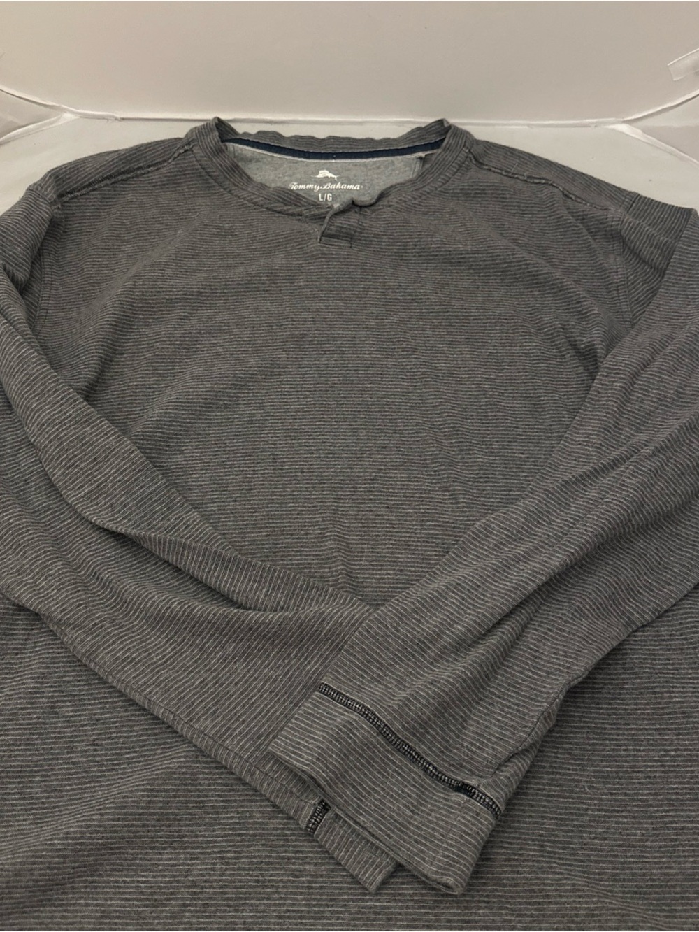 Tommy Bahama Men's Charcoal Gray Ribbed Crewneck Sweater